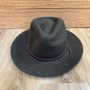 Anthropologie Fedora Brimmed Hat 100% Wool Cow Boy Rancher Hat Western Brown